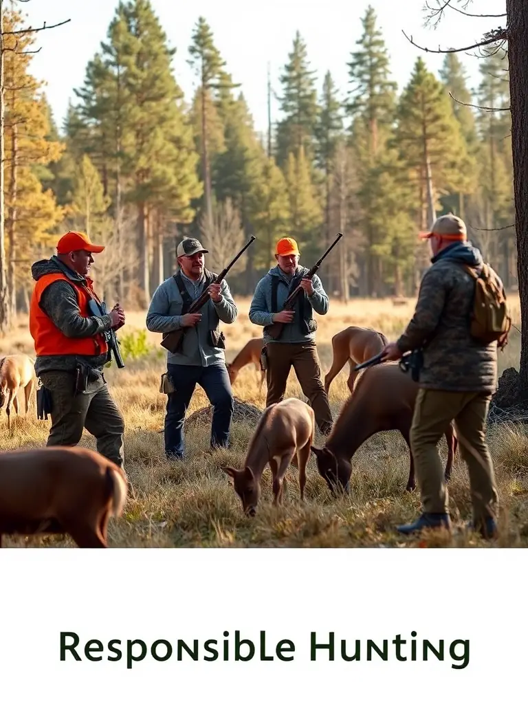 A photograph capturing a group of hunters participating in a controlled hunt, emphasizing responsible hunting practices and wildlife management in the Rosiers d'Egletons area.